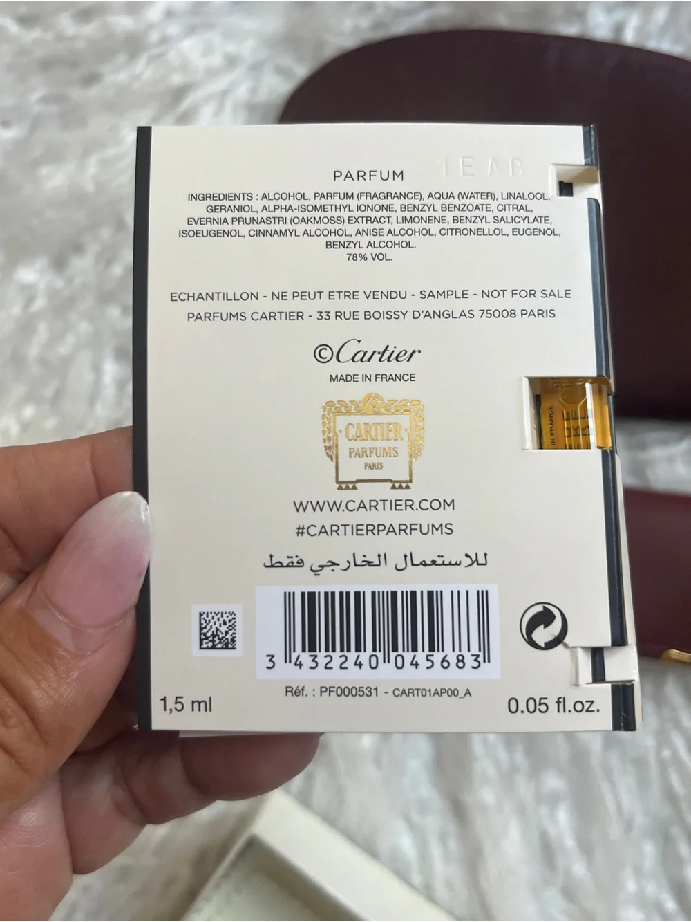 Cartier Burgundy and Gold Leather Key Case, wallet & perfum sample bundle